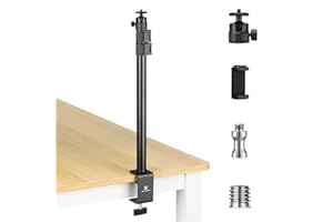 K&F CONCEPT Extendable Camera Desk Mount with Ball Head, 14.5"-35.4" /37cm-90cm Adjustable Table Light Stand 1/4" Screw & C C