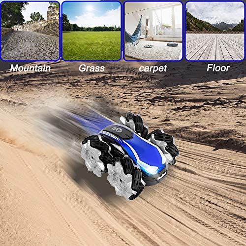 Voiture Télécommandée, 2.4GHz 4WD Voiture Telecommandé Tout Terrain Enfant, Jouet Voiture Radiocommandee Drift avec LED Couleur et Batterie Rechargeable, RC Stunt Car Cadeau pour Garcon 6 à 12 Ans