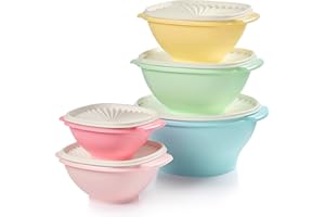 Tupperware Heritage Collection 5 Bowls + 5 Lids (10 Piece) Food Storage Container Set in Vintage Colors - Dishwasher Safe & BPA Free