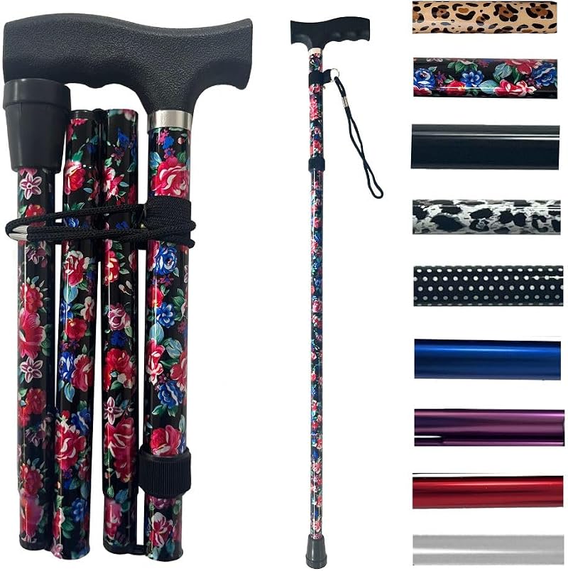 Life Folding Walking Stick for Women & Men – Lightweight Aluminium Cane 84-94cm