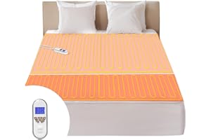 Bwarm Premium Multi-Zone Electric Heated Mattress Pad, Single Controller Queen Size, 60" x 80", 9 Heat Settings, 1-12 Hours Auto Off, Individual Body and Feet Settings, Machine Washable