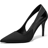Coutgo Womens Dressy Heels Shoes Closed Pointed Toe Cut Out Pumps Casual Work Shoes