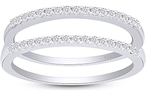 AFFY 1/4 Carat Round Sparkling White Cubic Zirconia Enhancer Guard Ring 14k Gold Over Sterling Silver (0.25 Cttw)