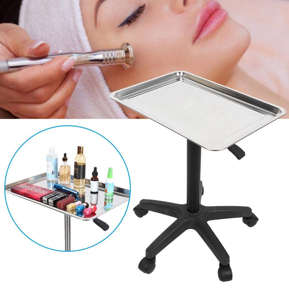 Salon Tray Beauty Rolling Trolley Cart Hair Spa Equipment Height Adjustable Stainless Steelwith Wheels Hairdressing Tattoo Storage(tray): Beauty