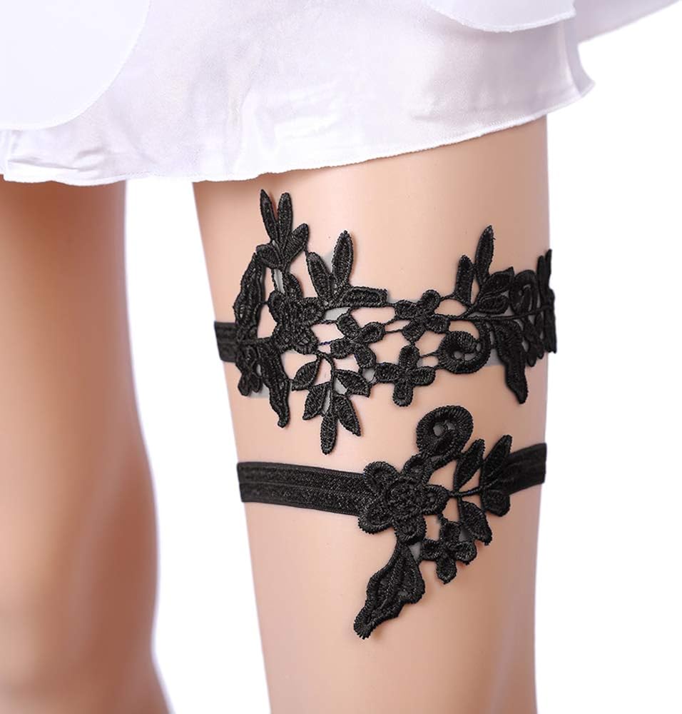 Black Lace Garters Wedding Garter Belt for Prom Plus Size