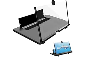 KELEDZ 12" Screen Amplifier for Cell Phone, 3D HD Amplifier Projector Horizontal Screen Enlarger for Movies, Videos, Foldable Cell Phone Stand with Screen Amplifiers, Supports All Smartphones (Black, 12inch)