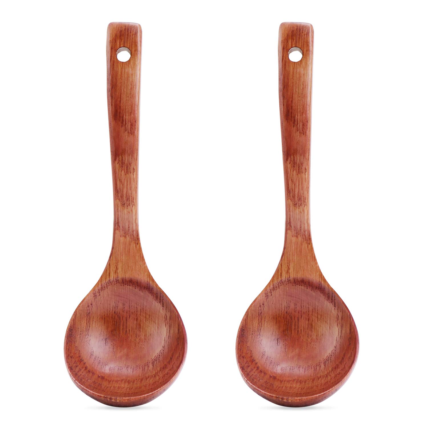 TsunNee Wooden Soup Ladle, Natural Wood Soup Spoon, Porridge Spoon, 7.28inches Length, 2-Pack