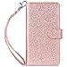 ULAK Compatible with iPhone 7 Plus/iPhone 8 Plus Wallet case Magnetic Detachable, Glitter Premium PU Leather Flip Cover with Card Holder for iPhone 7 Plus/iPhone 8 Plus 5.5 inch- Rose Gold Bling