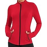 YOKGO Workout Jackets for Women Lightweight Running Jackets Full Zip Yoga Athletic Clothes Slim Fit with Pockets