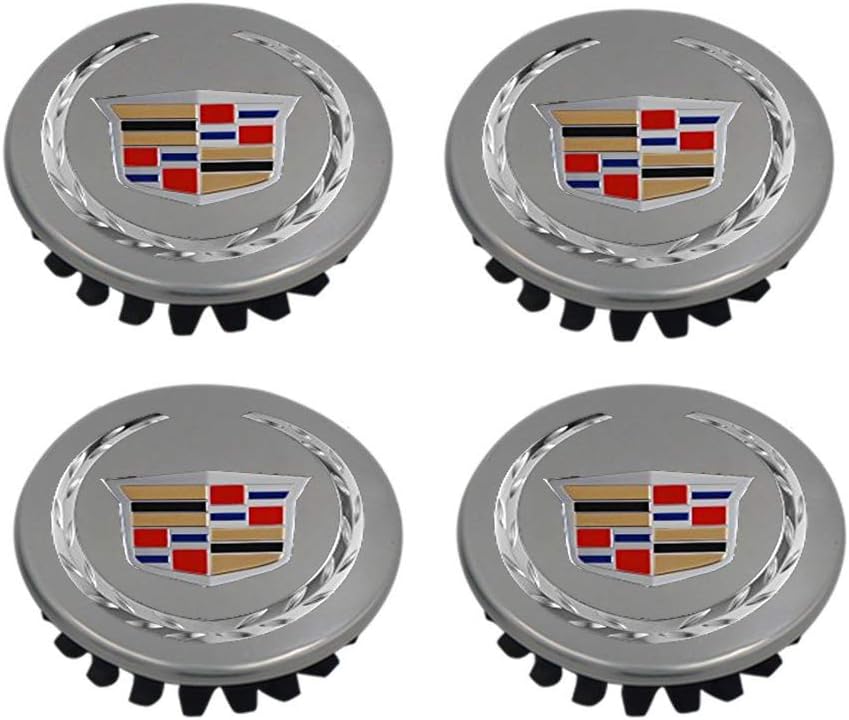 YOJOHUA 2.56 Inch Wheel Center Hub Caps for 2004-2009 Cadillac ATS CTS DTS SRX XTS XLR, 65mm Chrome Center Cap Emblem for Cadillac Wheels 9595010 4PCS (Silver with Wheat Ear)