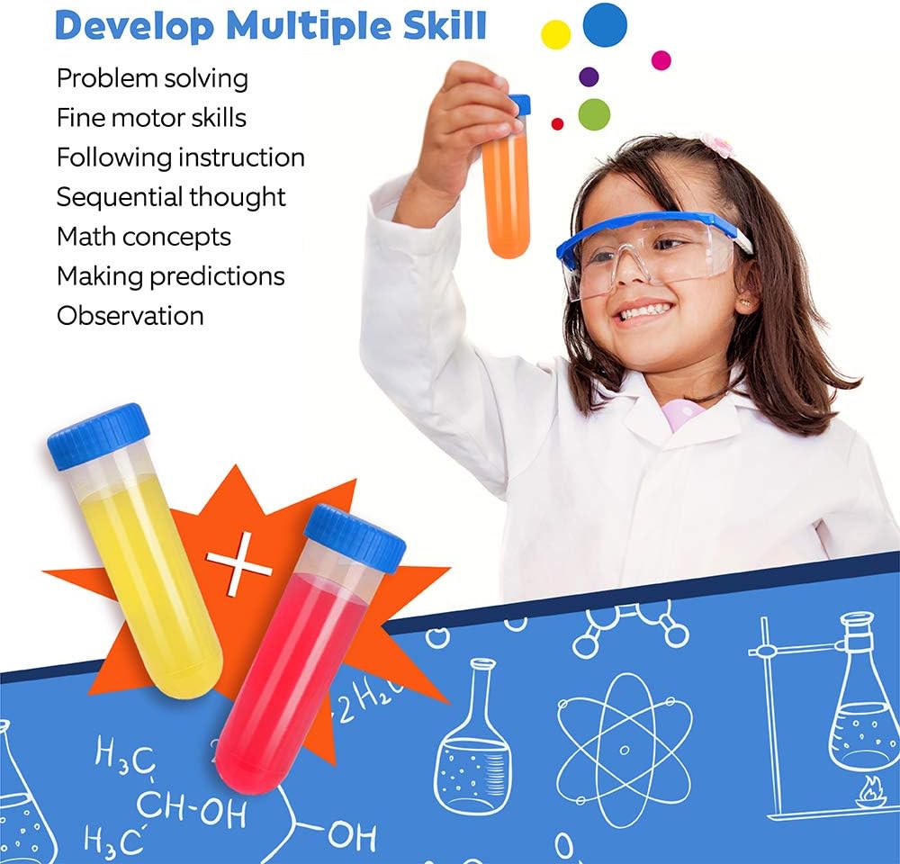 D-FantiX Kids Science Experiment Kit with Lab Coat, 36Pcs Pretend Play Science Kit with Goggles Spoons Toy Laboratory Set Role Play Scientist Costume STEM Toys Gift for Toddlers Age 3 4 5 6 7 8 9 10: Toys & Games