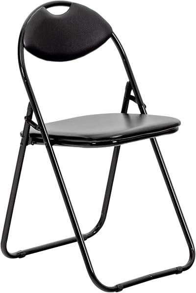 Harbour Housewares Black Padded Folding Chair 114kg Capacity