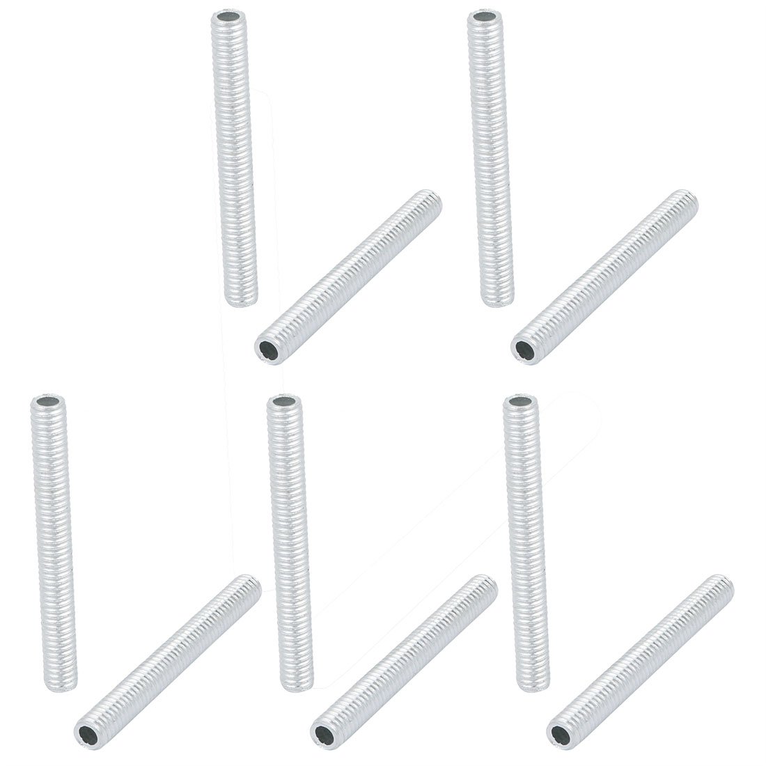 Sourcingmap Lamp Pipe Nipple, M6 Thread 50mm Length Hollow Lamps Repair Part Hardware for Lamp Lights, Zinc Plated Silver Tone, Pack of 10