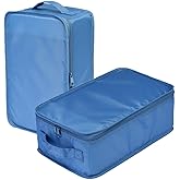 Travel Shoe Bags, Foldable Waterproof Shoe Puches Organizer-Double Layer (Sea Blue2)