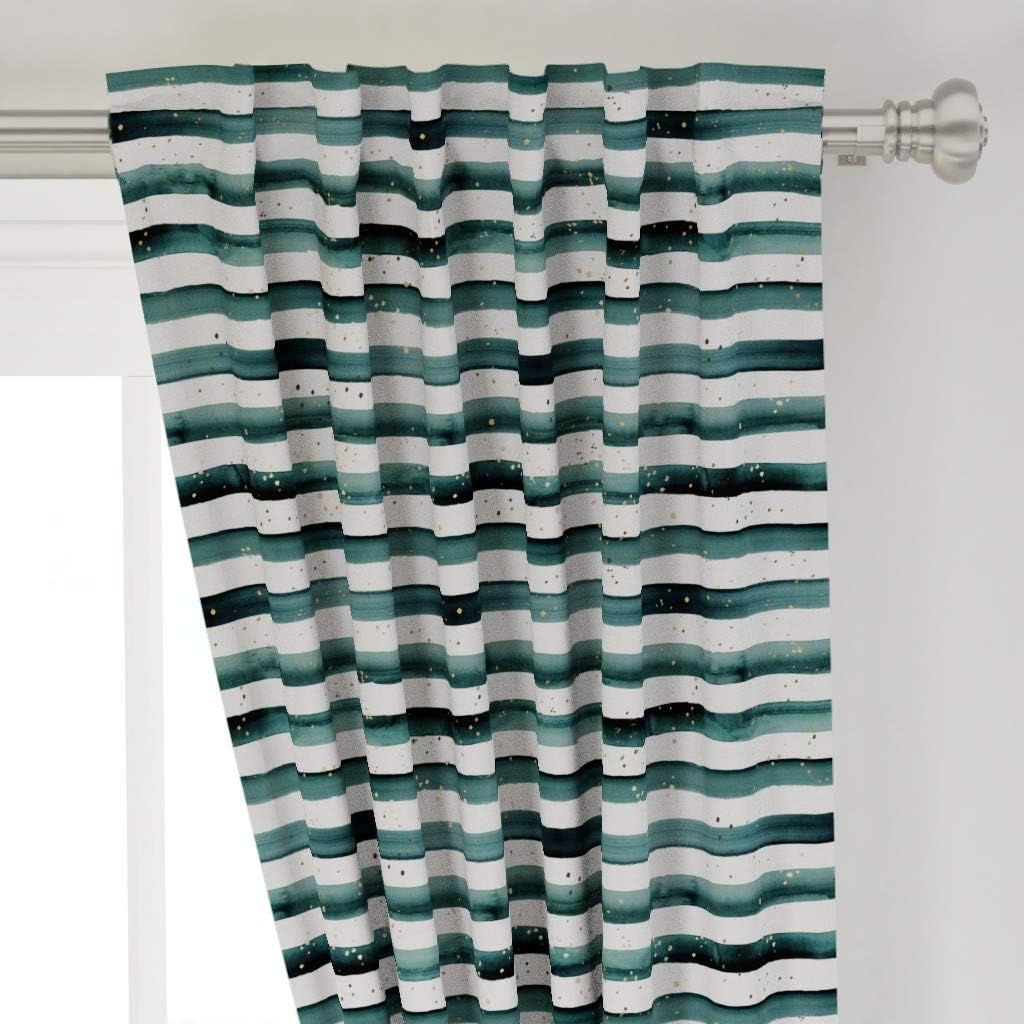 Roostery Curtain Panel, Stripe Teal Dots Gold