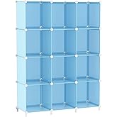 AWTATOS Cube Storage Organizer Protable Closet Organizers and Storage for Kids DIY Stackable 12 Cube Storage Shelves Clothes Organizer for Bedroom, Home, Blue