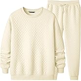 JMIERR Men's Quilted 2 Piece Casual Outfits Crewneck Sweatshirt Tracksuit & Joggers Sweatpants Sweatsuit Set