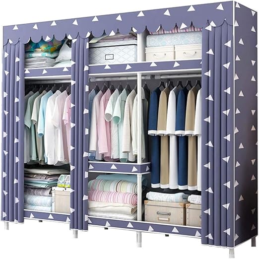 Amazon Com Dr Cloth Wardrobe Steel Pipe Bold Reinforcement Cloth Wardrobe Assembly Simple Dormitory Fabric Storage Wardrobe Economy Small Wardrobe Foldable Wardrobe Color B Size 170cm45cm172cm Kitchen Dining