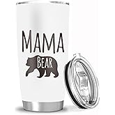 Funny Mama Bear 20 Oz Tumbler Cups with Lid - Mom Gifts for Women Mother Nana Grandmother - Insulated Travel Coffee Mug