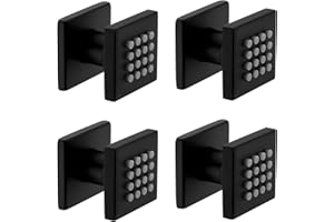 4 pcs Brass Square Body Spray Shower Jets High Pressure Adjustable Massage Spa Side Sprayer In Wall Shower Set, Matte Black F