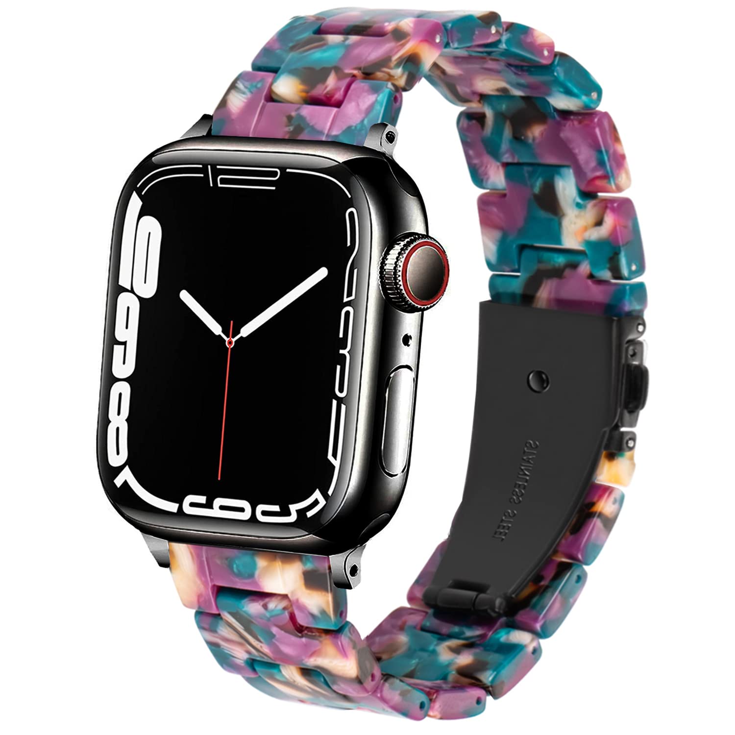 DEALELE Bands Compatible with Apple Watch 42mm 41mm 40mm 38mm, Colorful Resin Replacement Strap for iWatch Series 10/9 / 8/7 / SE / 6/5 / 4/3 Women Men, Grape purple