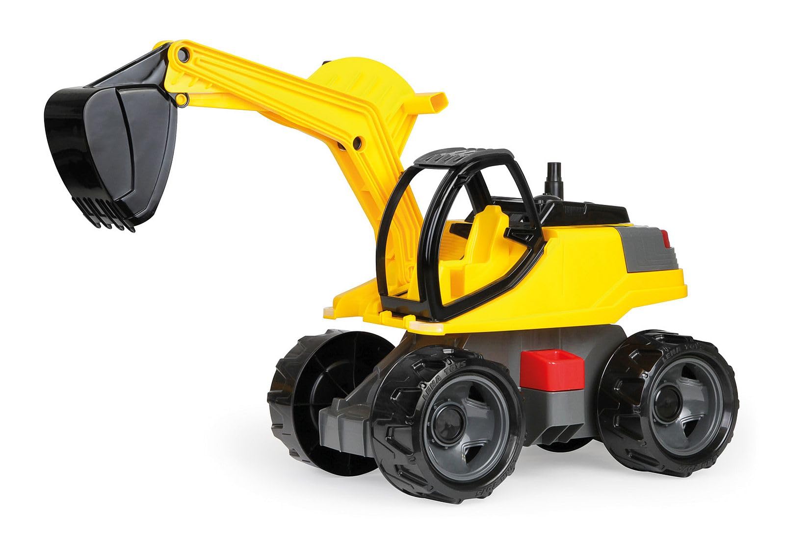 Lena 02141 - Sturdy Giant excavator, Giga Trucks excavator approx. 80 cm tall, stable, 360-degree bucket, XXL construction vehicle with bucket, for children from 3 years