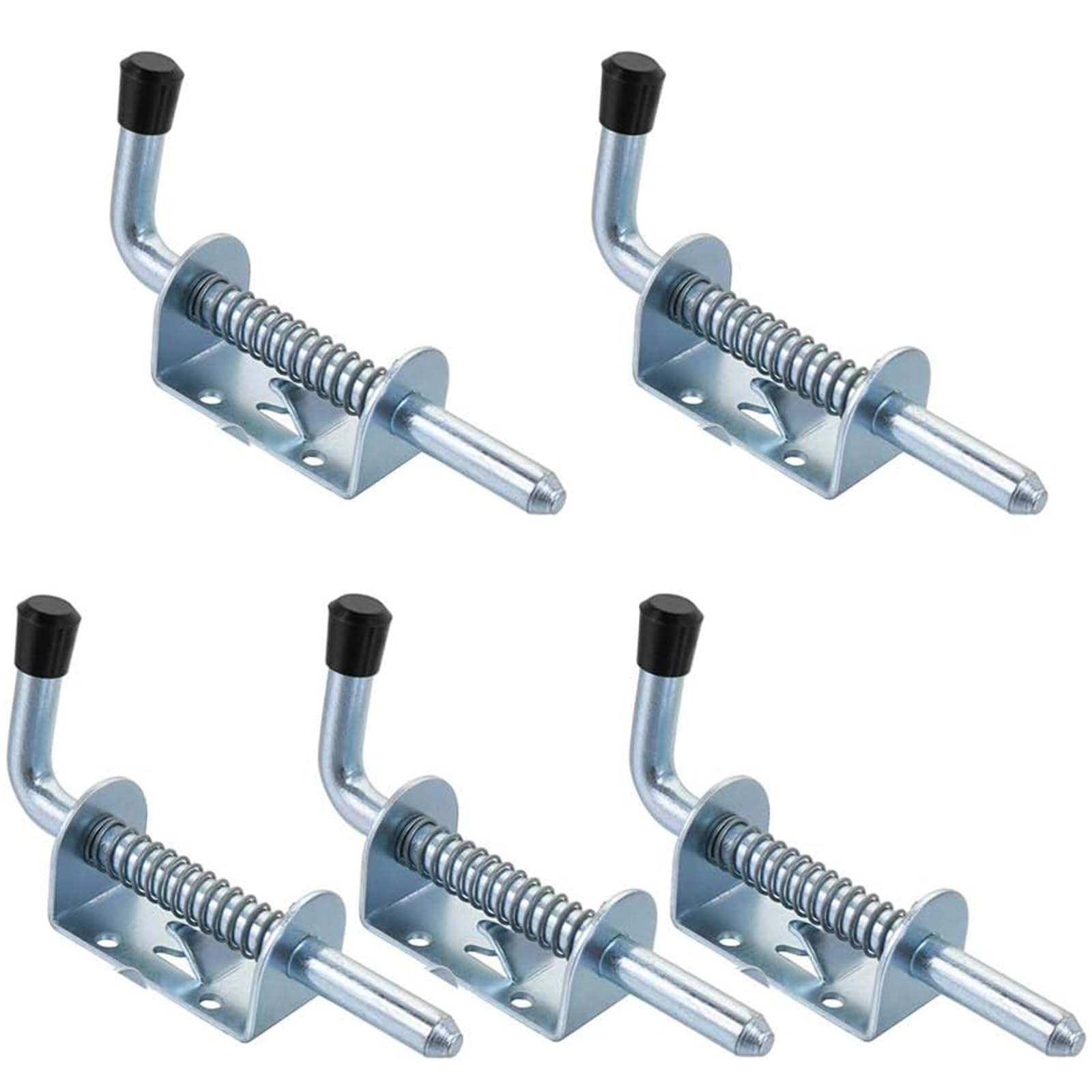 5Pcs Spring Latch Pin, 128mm Barrel Bolt Spring Loaded Locking Latch, Metal Lock with Grip Slide, Heavy Duty Spring Latch Pin for Yard Gate Shed Door Tailgate Trailer Garage