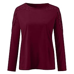 Women's Plus Size Long Sleeve Shirts Lace Hollow