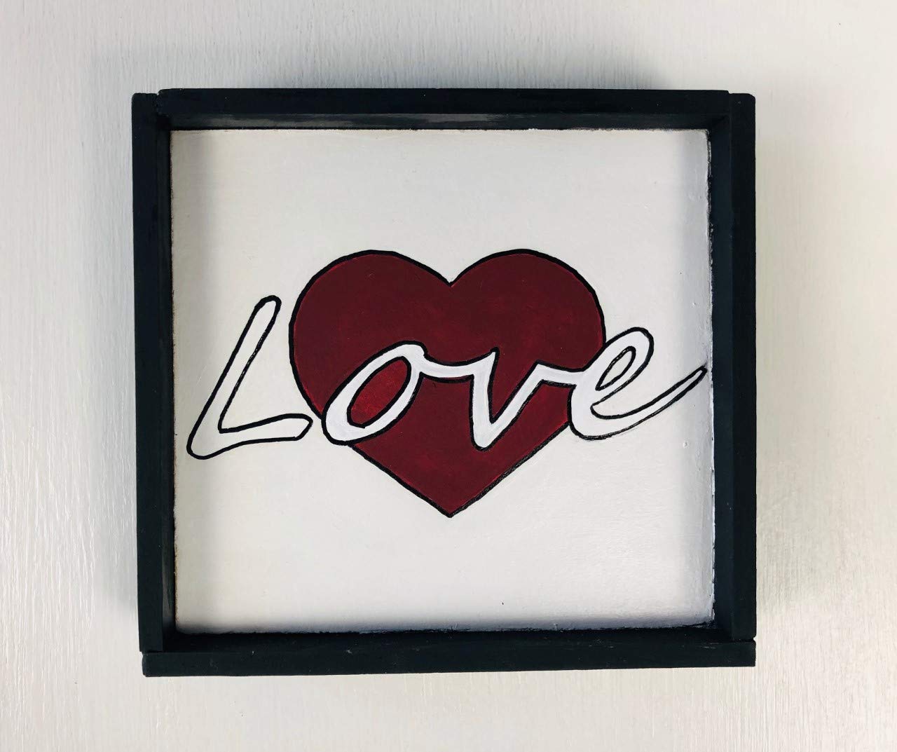 Wooden Sign Love with heart Wooden Home Decor Sign Wall
