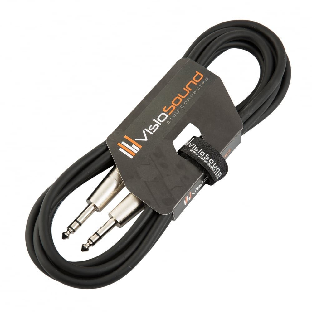 VisioSound 6.35mm 1/4" Stereo TRS Jack to TRS Jack Lead/Balanced Signal Audio Patch Cable 3m Black — image 1