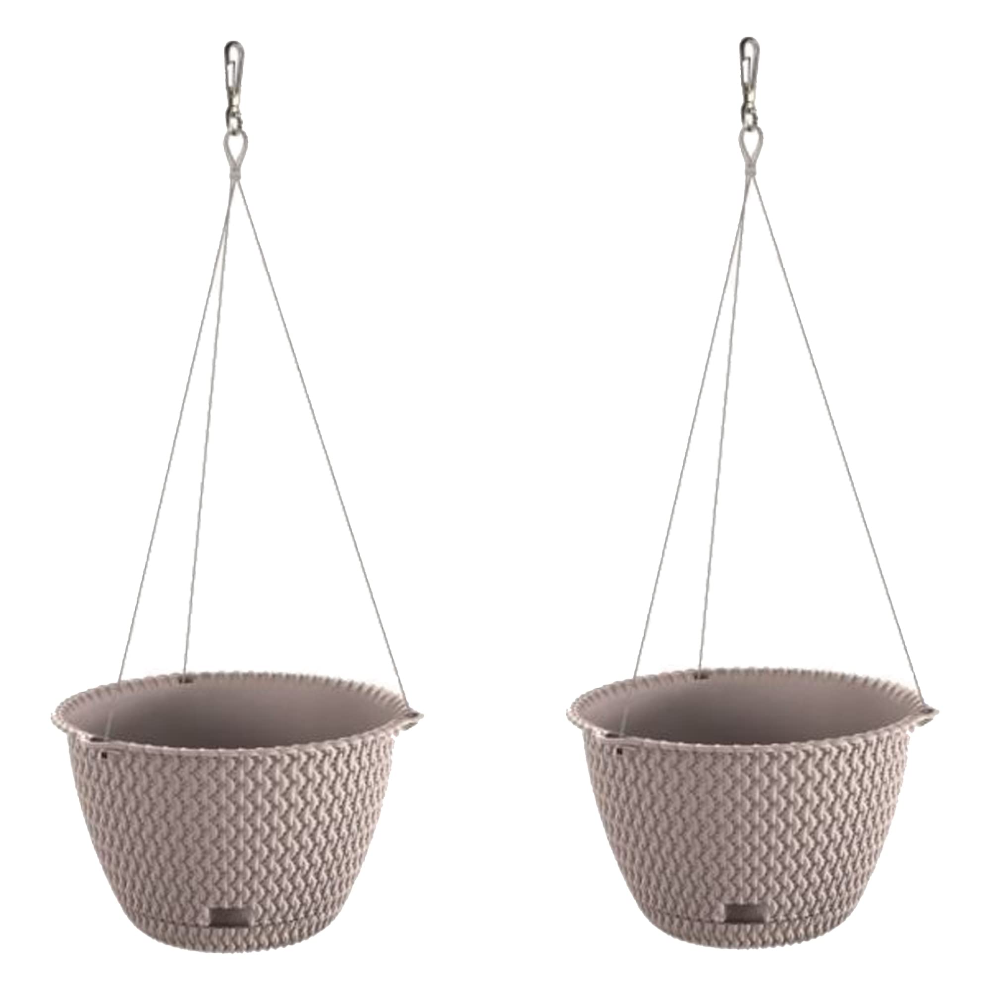 WELLHOME 2 x Round Hanging Planter 3L Splofy Plastic in Mocha Colour, Ø23 x 14.5 cm