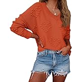 Tutorutor Womens Cute Heart Love Print Valentine Sweater Tops Oversized Crew Neck Dot Ball Loose Knitted Jumper Pullover