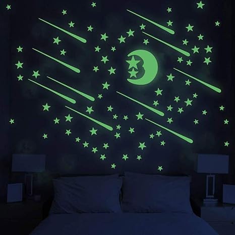 Amazon Com Omlopp 221 Pcs Glow In Dark Stars Moon And Shooting