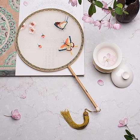 Amazon Com Liudan Folding Fan Embroidery Fan Pure Handmade Su Embroidery Double Sided Embroidery Cheongsam Palace Fan Accessories Xiangfei Bamboo Chinese Style Silk Hanfu Fan Home Kitchen