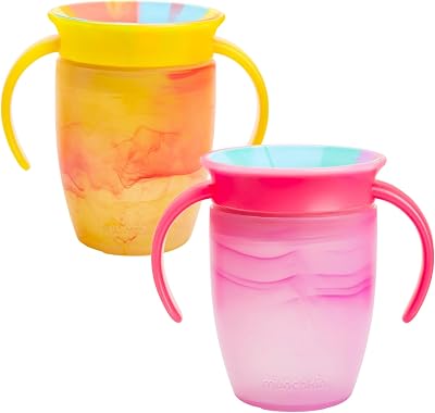 Munchkin Miracle 360 6+ Month 7oz Sippy Cups 2-Pack Pink Yellow
