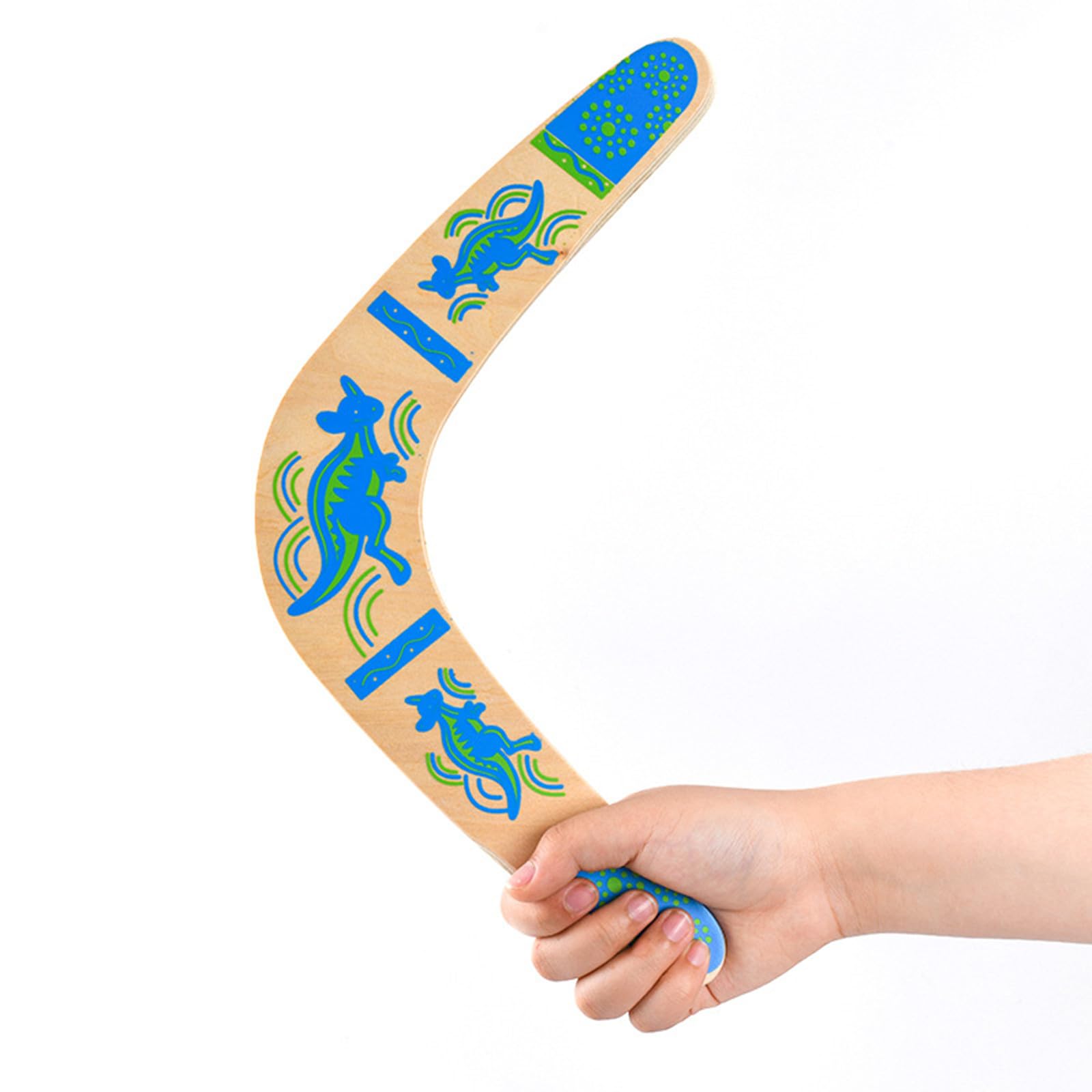 Wooden Boomerang Easy to Throw Flying Boomerang V Shaped Returning Boomerang(Blue)