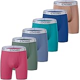 JINSHI Men's Bamboo Boxer Briefs Long Leg Comfortable Underwear Breathable Boxers 3Pack 6Pack