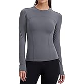 ENERBLOOM Womens Yoga Tops Long Sleeve Tight Workout Shirts Slim Fit Stretch Cream Feeling Gym Athletic Tee Crewneck