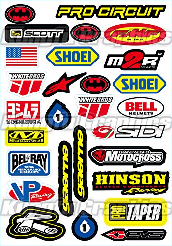 Kungfu Graphics FMF SHOEI Micro Sponsor Logo Racing Sticker Sheet Universal (7.2x 10.2 inch), White