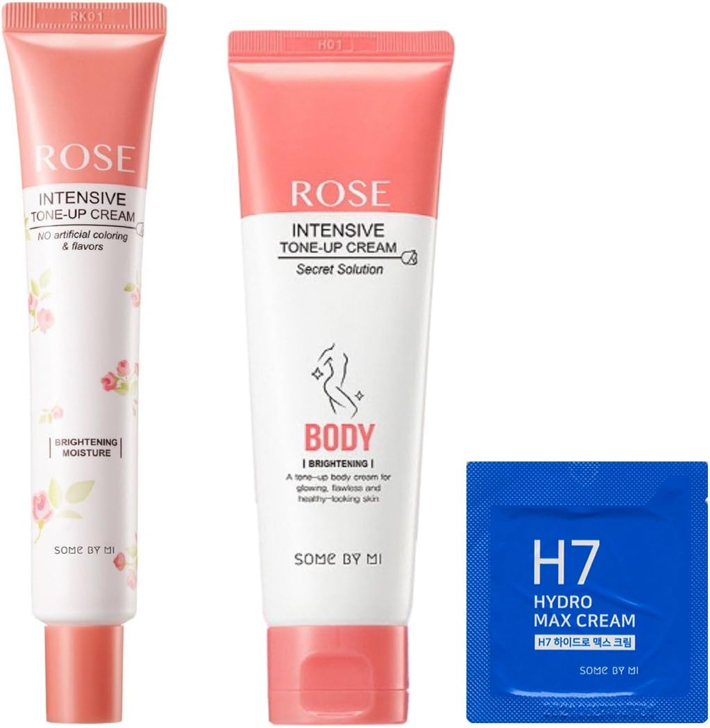 Ifactory Somebymi Rose Intensive Tone-Up Face (50ml) & Body (80ml) Whitening Cream 2 Pcs Set & H7 Hydro-Max Cream Sample (1.2g)