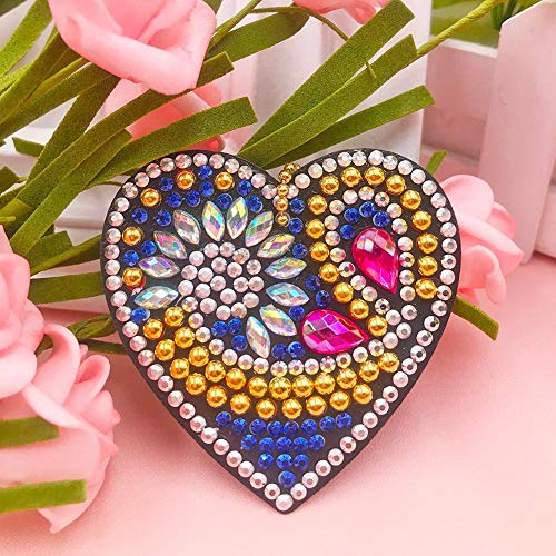 5pcs DIY Heart Sharp Keychain Diamond Painting Mosaic Making Kits 5D Diamond Painting Key Chain Full Drill Bag Love Hanging Ornaments
