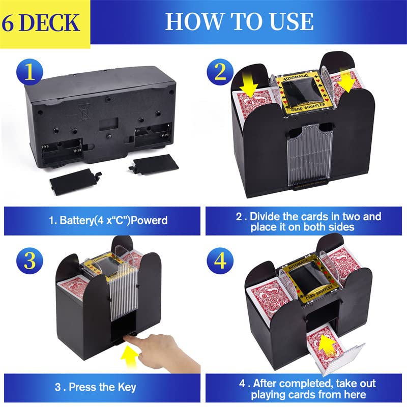 FONBEAR 6 Deck Automatic Card Shufflers (Playing Cards Included