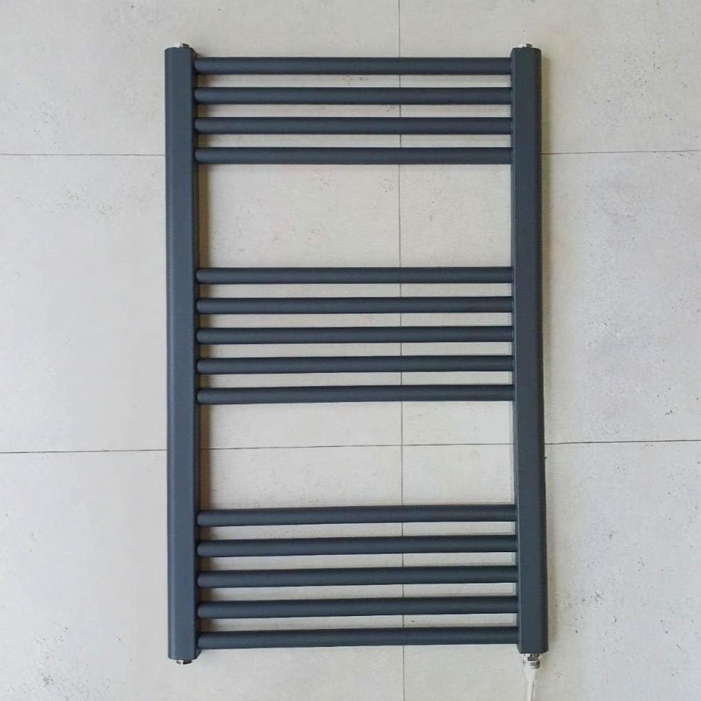 Greened House Anthracite Electric Straight Heated Towel Rail 500mm W x 800mm H Bathroom Radiator