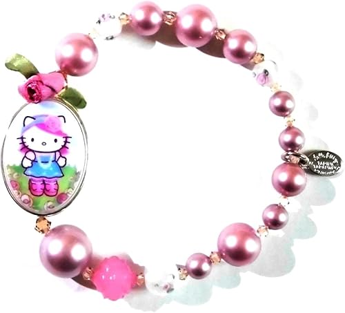 Amazon Tarina Tarantino タリナタランティーノ キティ Pink Head Rose Pearl And Crystal Bracelet 2 薔薇 パール リボン ローズ カラー ブレスレット ブレスレット 通販
