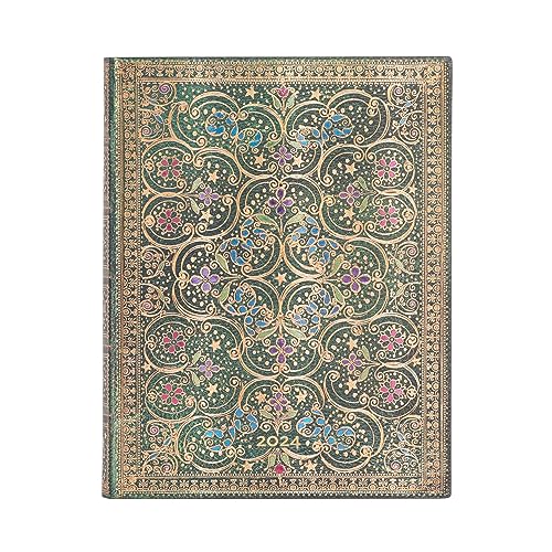 Paperblanks Star Hour 2024 Planner, Day-at-a-Time - Ultra B5, Spanish, 432 Pages, Thread Binding, Pocket, 2 Fabric Bookmarks, Acid-free Paper