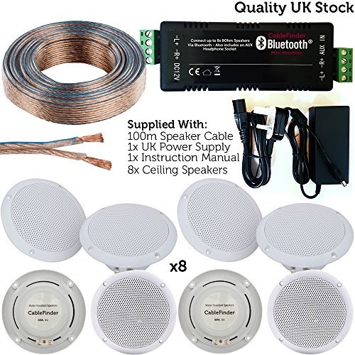 Bar Restaurant Bluetooth Ceiling Speaker Kit 8x 80w Moisture
