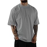 Mens Oversize Short Sleeve T-Shirts Loose Fit Solid Color Lightweight Tee Shirt Athletic Dry Fit Top