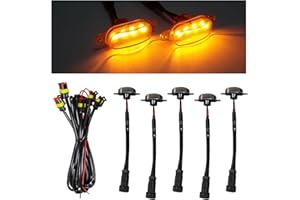 KVAEY 5PCS Car LED Grille Lights, Waterproof Bumper Trim Lamp Front Grill Light with Wiring Harness, LED Running Light Exteri