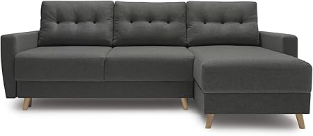 Homifab Canapé Dangle Convertible En Tissu Gris Anthracite