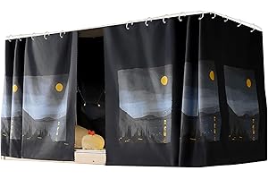 Mocarly Dorm Buttom Bunk Bed Curtains Tents Drapes Dustproof Blackout Underbed Cloth Bed Privacy Curtains 3 Panels (Moonnight 3 Panels, 45.3 x 78.7 in)